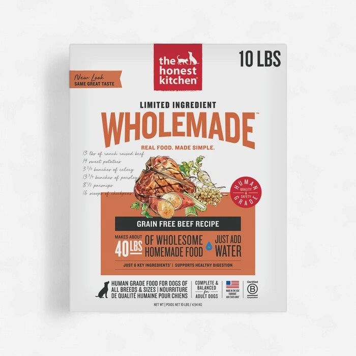 The Honest Kitchen Wholemade Limited Ingredient Beef &amp; Chickpea Dehydrated Dog Food 10 lb