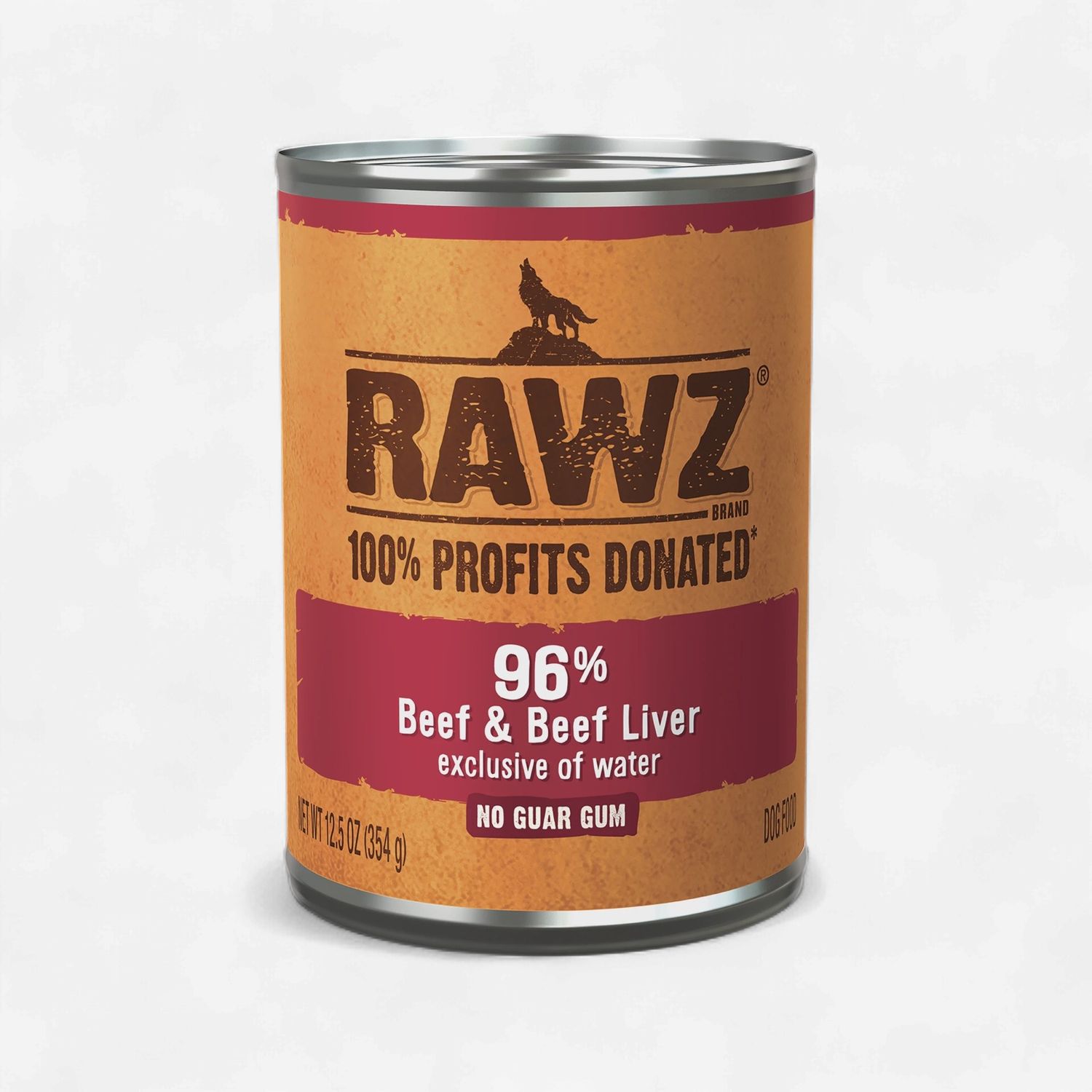 RAWZ 96% Beef &amp; Beef Liver Steam-Cooked Dog Food 12.5 oz