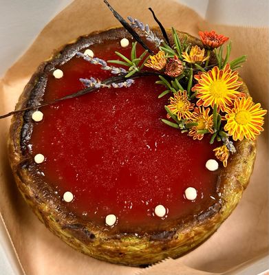 Basque Matcha Raspberry Cheesecake