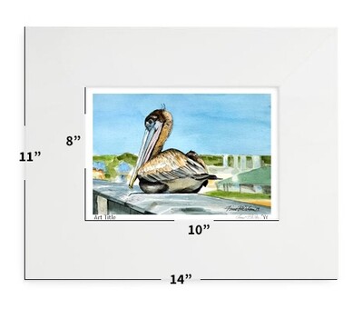Birds - Pelican - 11"x14" - Matted Print - #lew