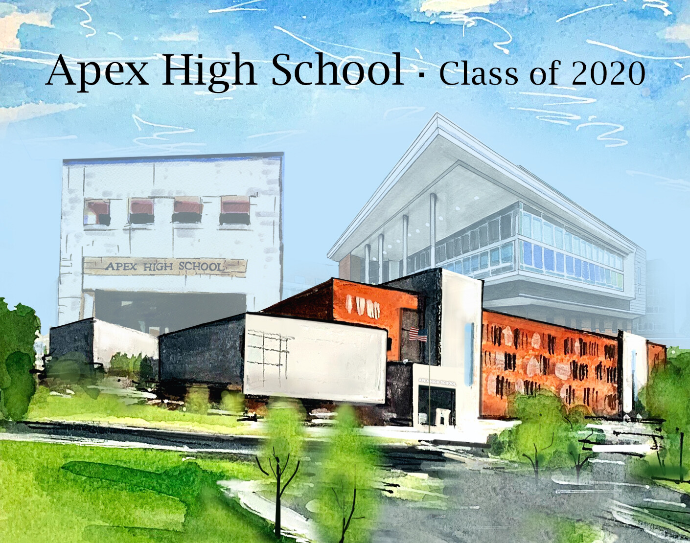 Apex, NC Apex High School Collage 1 Print 11"x14" Matted Print