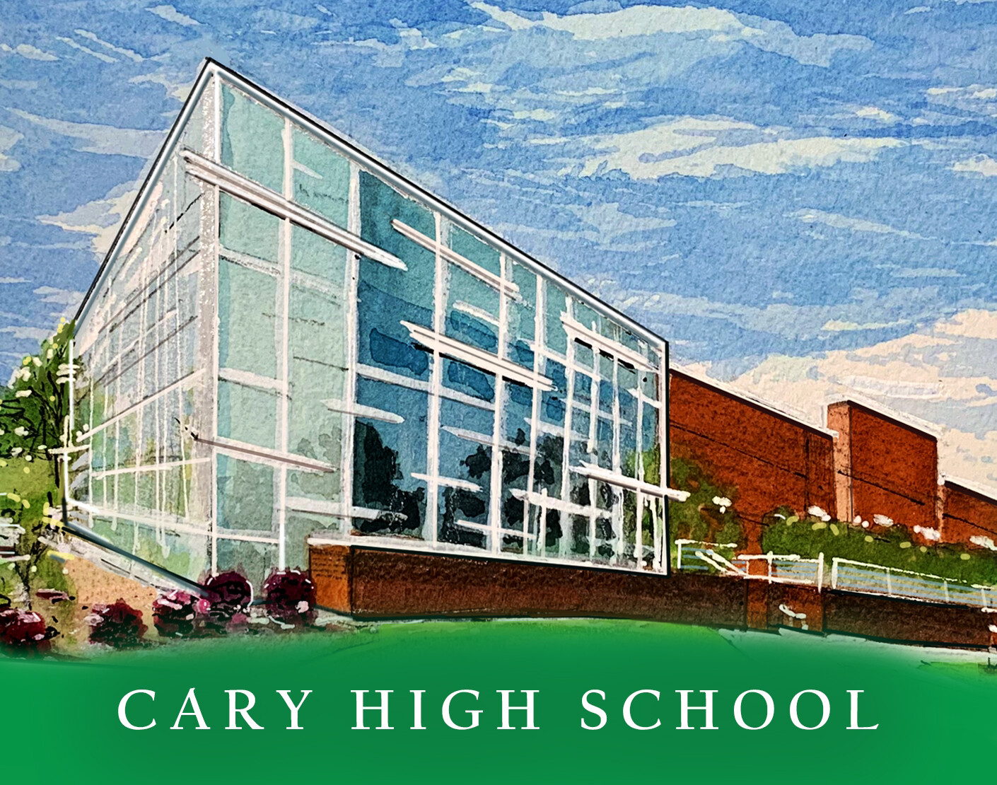 Cary, NC - Cary High School - 11"x14" - Matted Print - #lew