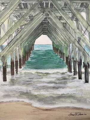 Wrightsville, NC - Oceanic Pier - 8"x10" - Matted Print - #lew