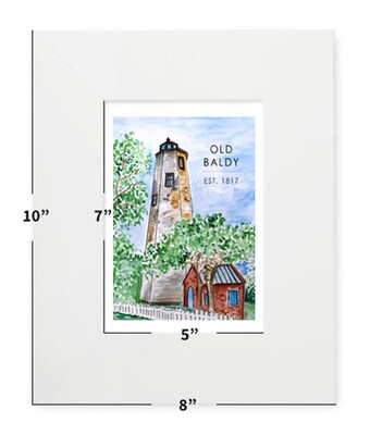 Bald Head Island, NC - Old Baldy Lighthouse - 8"x10" - Matted Print - #katie