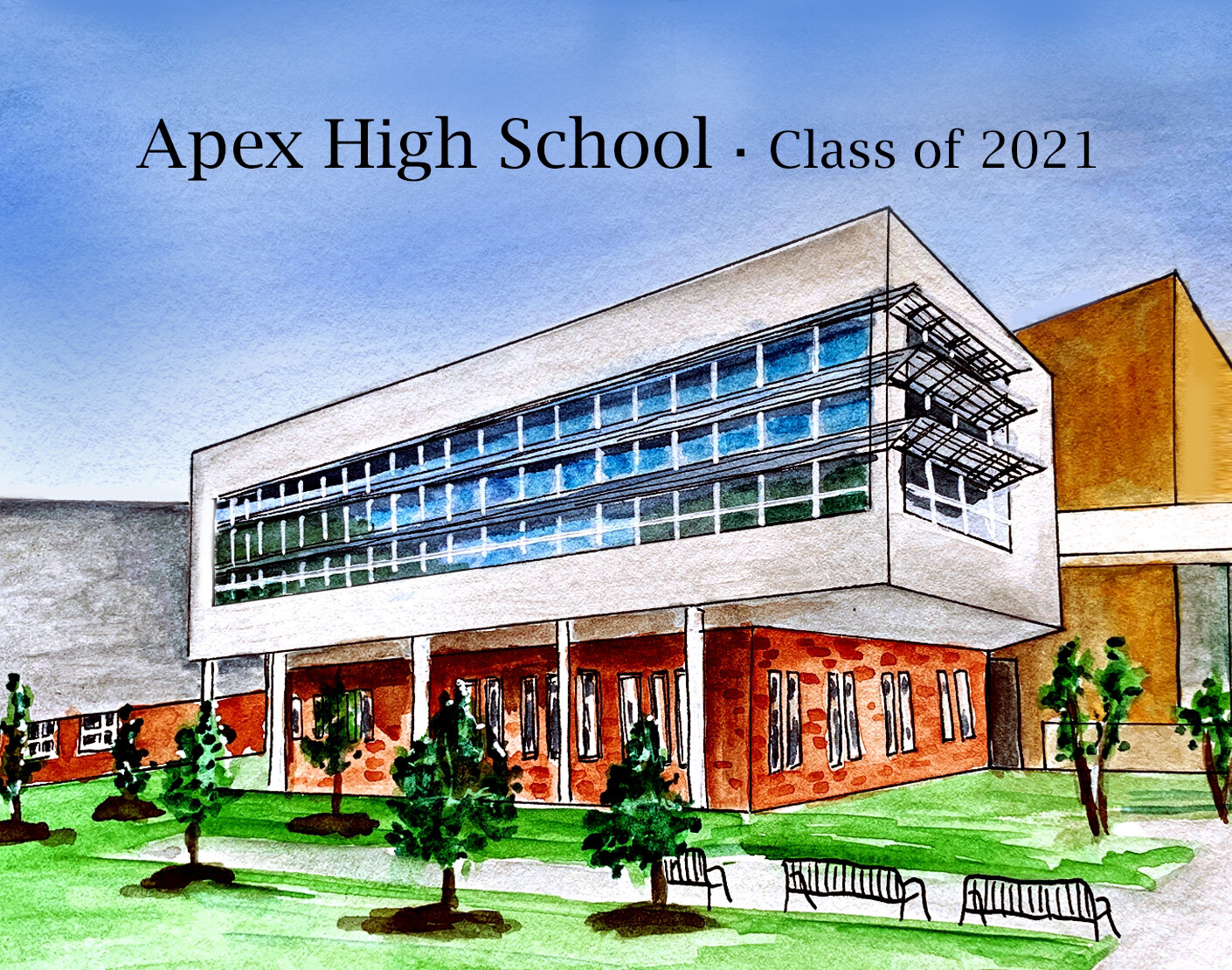 Apex, NC New Apex High School 11"x14" Matted Print