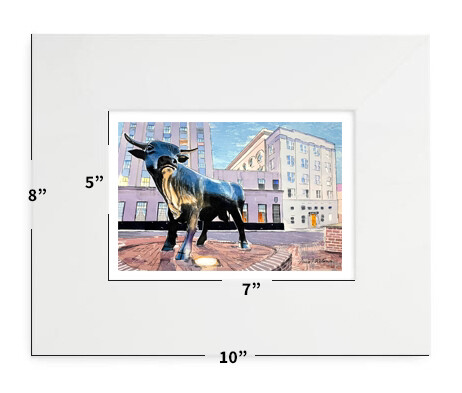 Durham, NC - Matted Print - 8&quot;x10&quot; - Durham Bull - #durhambull - #lew