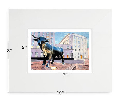 Durham, NC - Matted Print - 8"x10" - Durham Bull - #durhambull - #lew