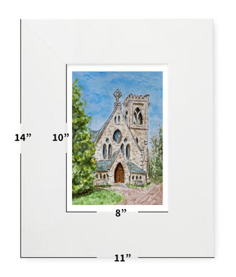 Charlottesville, VA - UVA Chapel - 11”x14” - Matted Print - #helaina