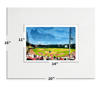 Raleigh, NC - NC State - Doak Field - 16"x20" - Matted Print - #lew