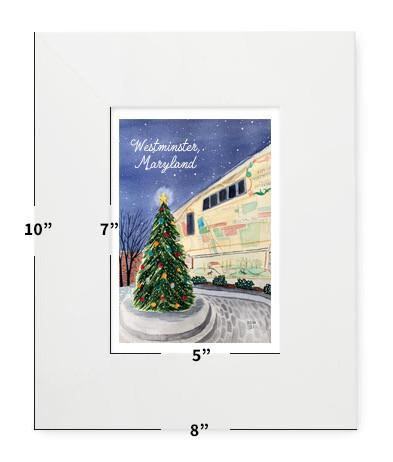 Westminster, MD - Matted Print - 8&quot;x10&quot; - Westminster Christmas Tree - #stephanie