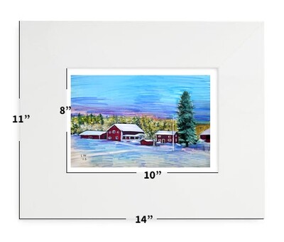 Scenes - Winter Farm - 11"x14" - Matted Print - #lew