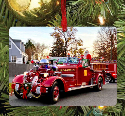 Baldwin, NY - Ornament - Baldwin Santa Fire Truck - #firetruck