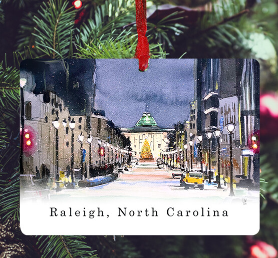 Raleigh, NC - Ornament - Snowy Raleigh - #lew