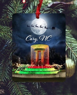 Cary, NC - Ornament - Photo - Anne Burton - Fountain Santa Christmas - #carychristmas