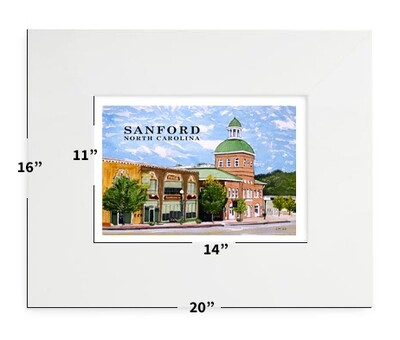 Sanford, NC - Hey Sanford! - 16"x20" - Matted Print - #sanford - #lew