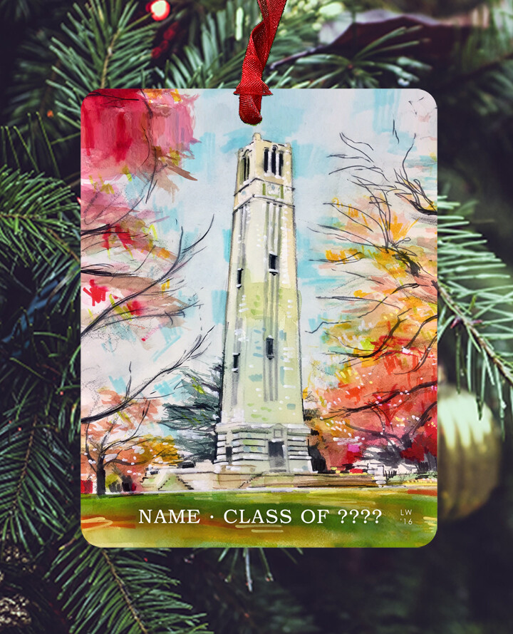 Raleigh, NC - Ornament - NC State - Bell Tower - Campus - #lew