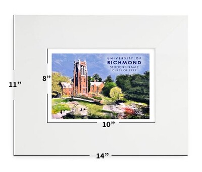 Richmond, VA  - University Of Richmond - Bell Tower - 11”x 14" - Matted Print - #richmond - #lew