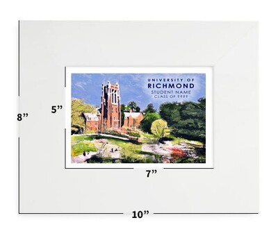 Richmond, VA  - University Of Richmond - Bell Tower - 8”x 10" - Matted Print - #richmond - #lew