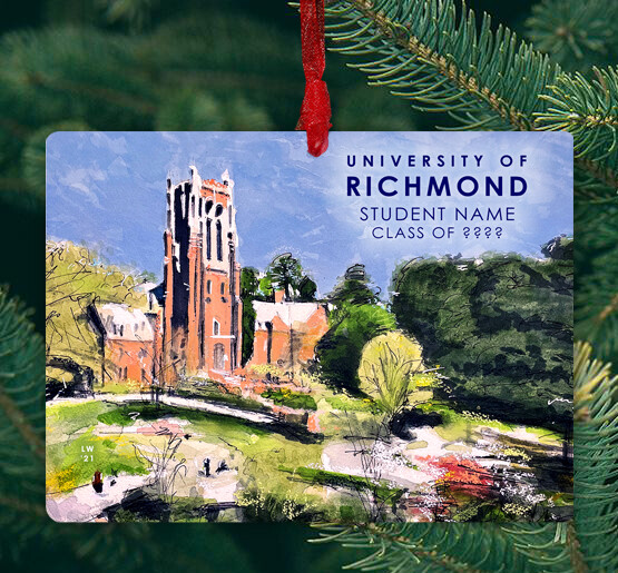 Richmond, VA - Ornament - University Of Richmond - Bell Tower - #richmond - #lew