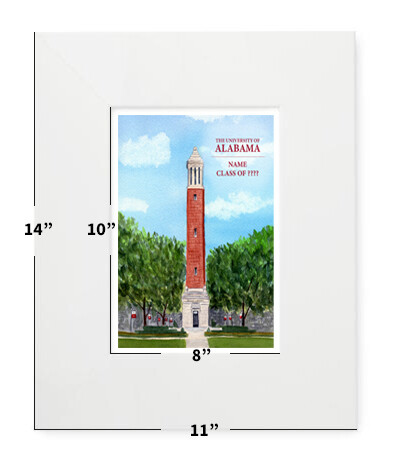 Tuscaloosa, AL - Matted Print - 11&quot;x14&quot; - The University of Alabama - #crimsontide - #stephanie