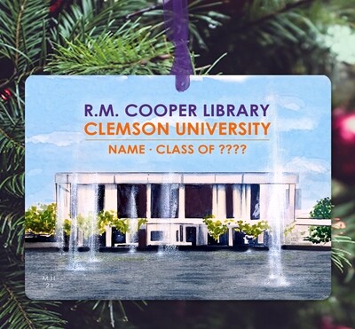 Clemson, SC - Ornament - Clemson University - Cooper Library - #mindy