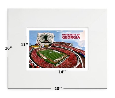 Athens, GA - University of Georgia - Sanford Stadium - 16”x20" - Matted Print - #gastadium - #lew