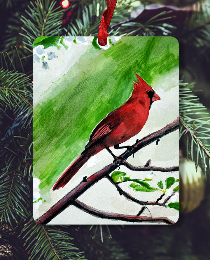 Birds - Ornament - Red Cardinal - #lew