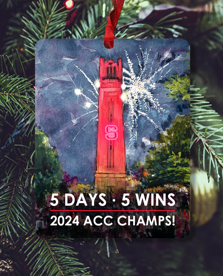 Raleigh, NC - NC State - Bell Tower Lit - 2024 Champs - Ornament - #24accchamps - #lew