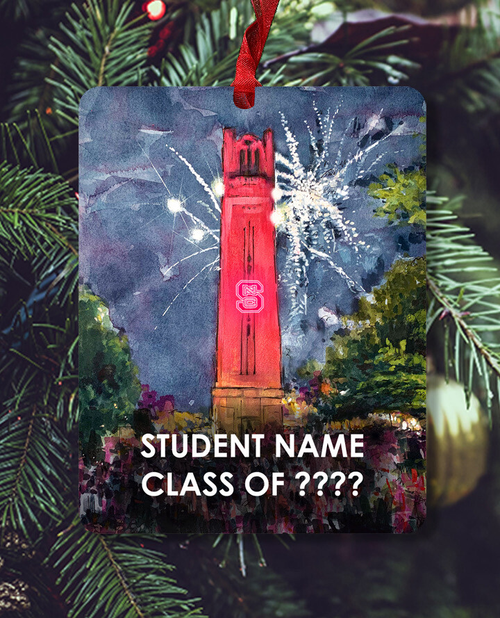 Raleigh, NC - NC State - Bell Tower Lit - Ornament - #belltowerlit - #lew - #pack