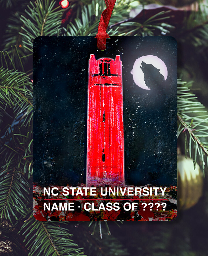 Raleigh, NC - NC State - Bell Tower Moon - Ornament - #packmoonncstateu - #lew