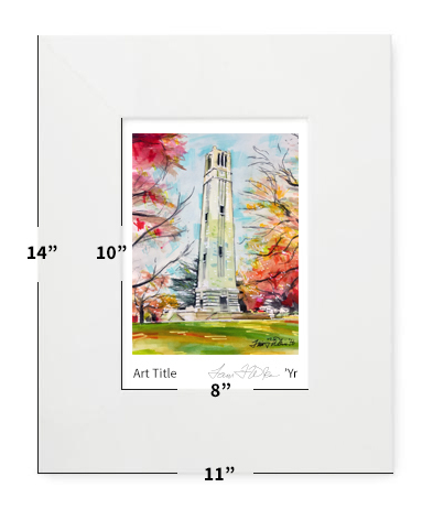 Raleigh, NC - NC State - Bell Tower - 11"x14" - Matted Print - #ncsucampusbelltower - #lew