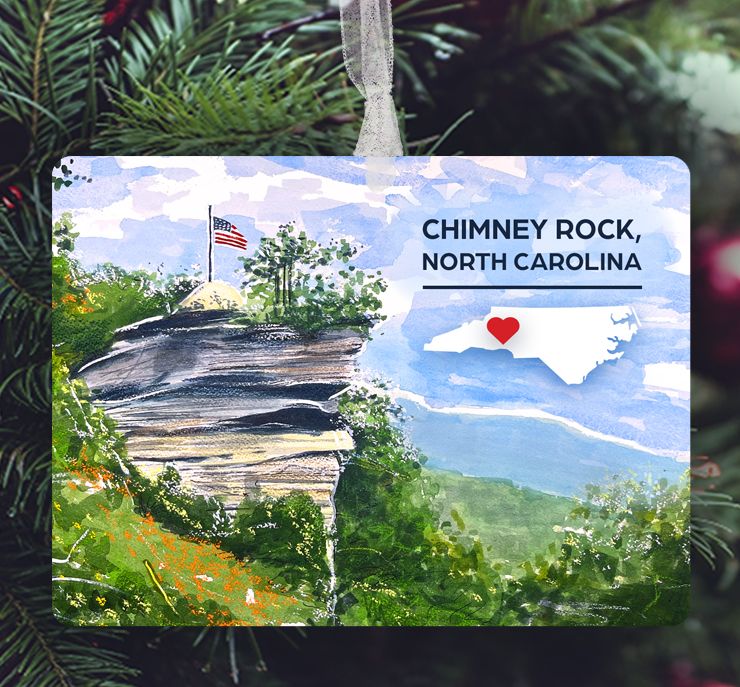 Lake Lure, NC - Ornament - Chimney Rock at Chimney Rock State Park - #lew
