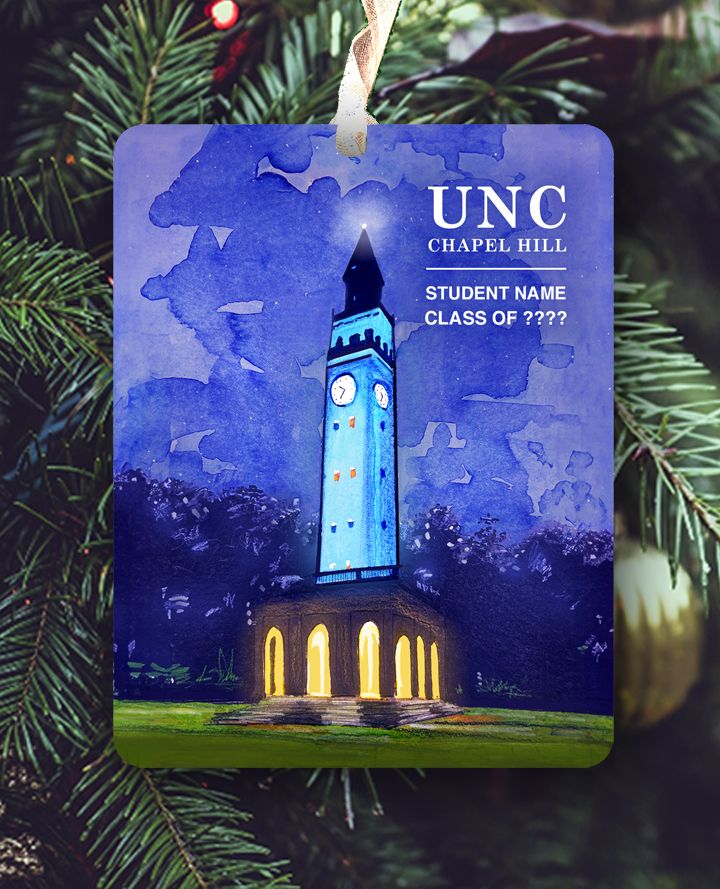 Chapel Hill, NC - Ornament - UNC - Bell Tower Lit - #lew