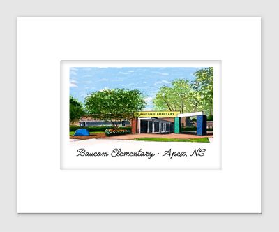 Apex, NC - Matted Print - Baucom Elementary School