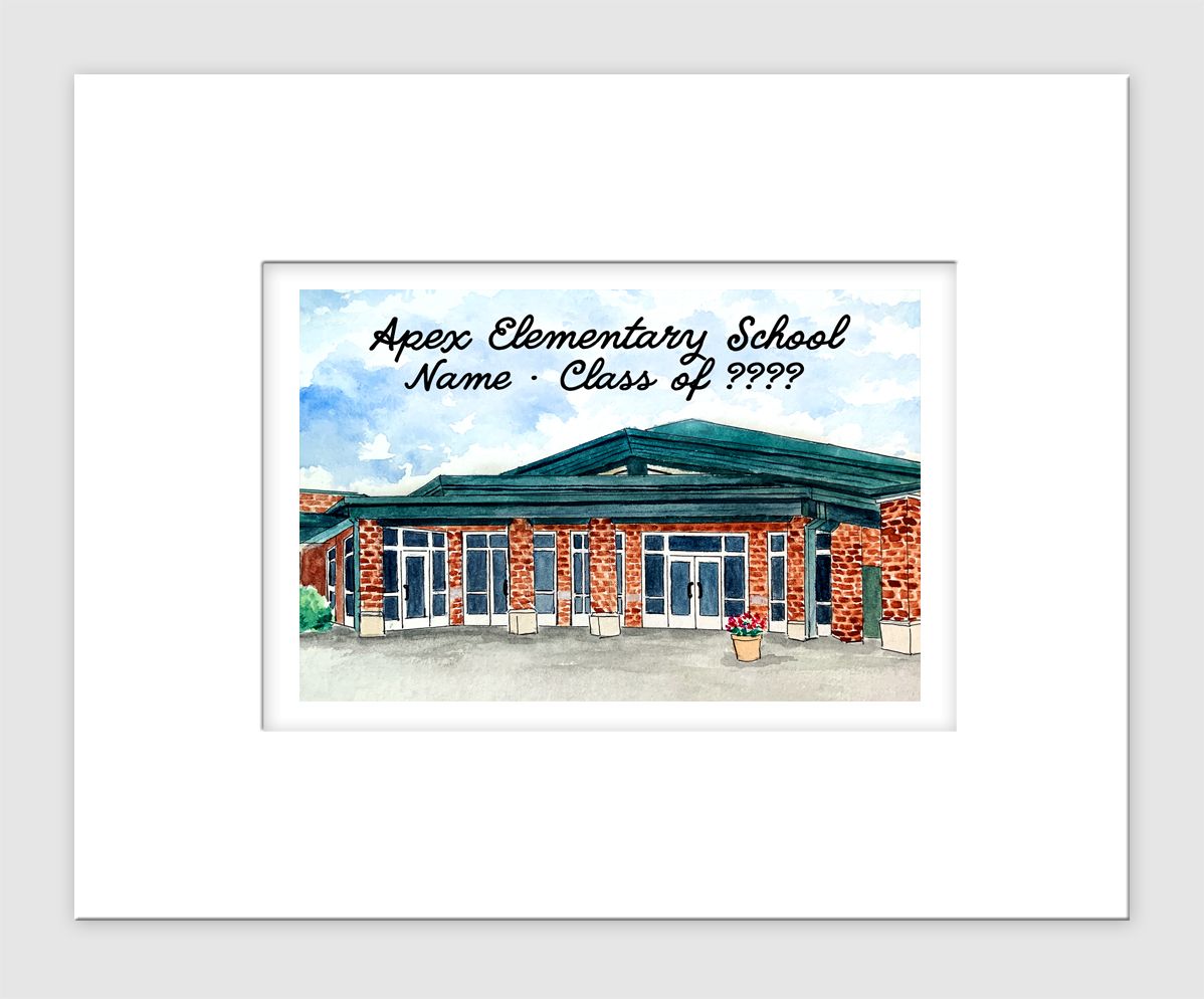 Apex, NC - Matted Print - Apex Elementary School