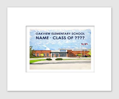 Apex, NC - Matted Print - Oakview Elementary School