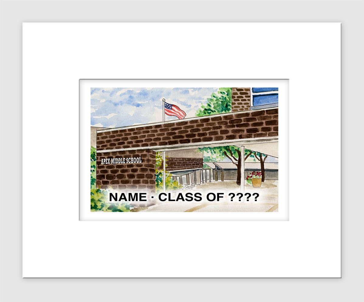 Apex, NC - Matted Print - Apex Middle School