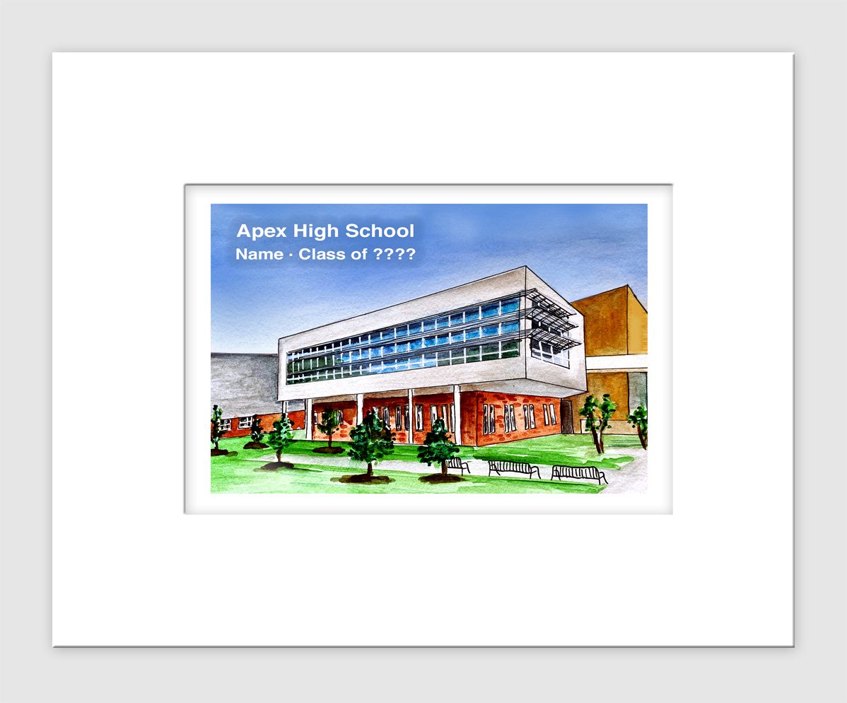 Apex, NC - Matted Print - Apex High School