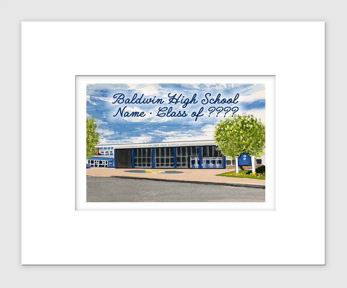 Baldwin, NY - Matted Print - Baldwin High School
