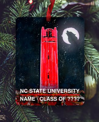Raleigh, NC - NC State - Bell Tower Lit - Moon - Ornament