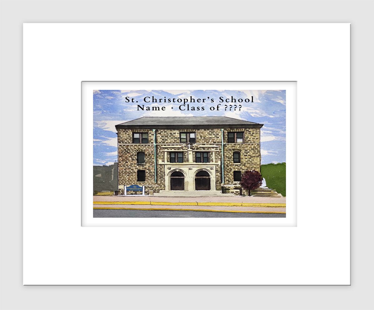 Baldwin, NY - Matted Print - St. Christopher School