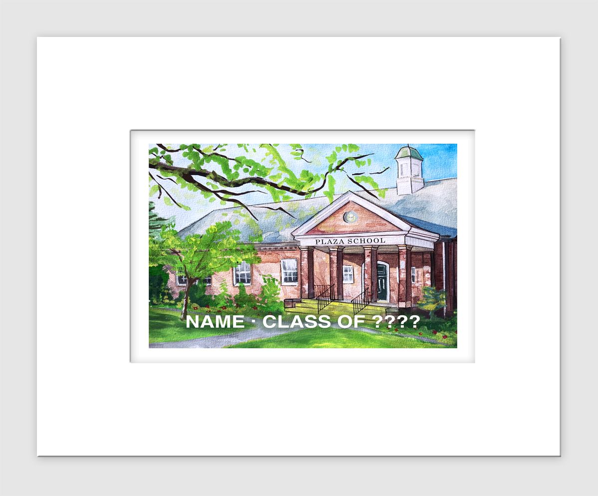 Baldwin, NY - Matted Print - Plaza Elementary School