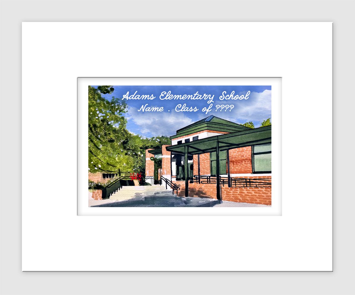 Cary, NC - Matted Print - Adams Elementary School