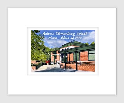 Cary, NC - Matted Print - Adams Elementary School