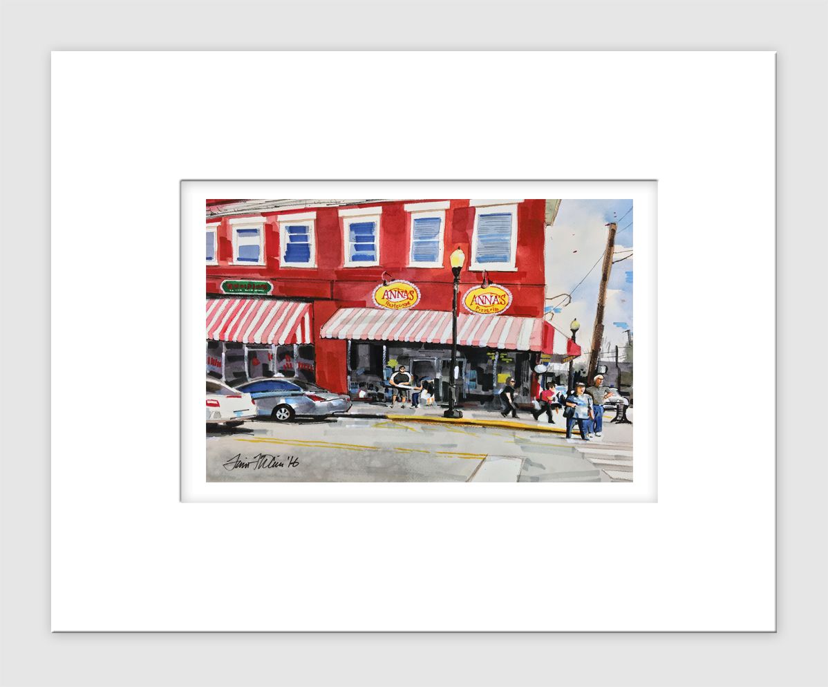 Apex, NC - Matted Print - Anna&#39;s Pizzeria
