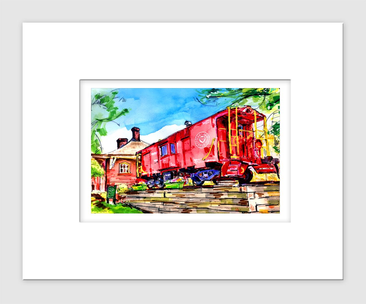 Apex, NC - Matted Print - Apex Historical Society Caboose
