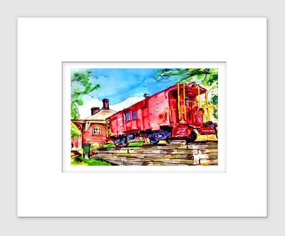 Apex, NC - Matted Print - Apex Historical Society Caboose