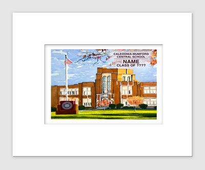 Caledonia, NY - Matted Print - Caledonia-Mumford Central School