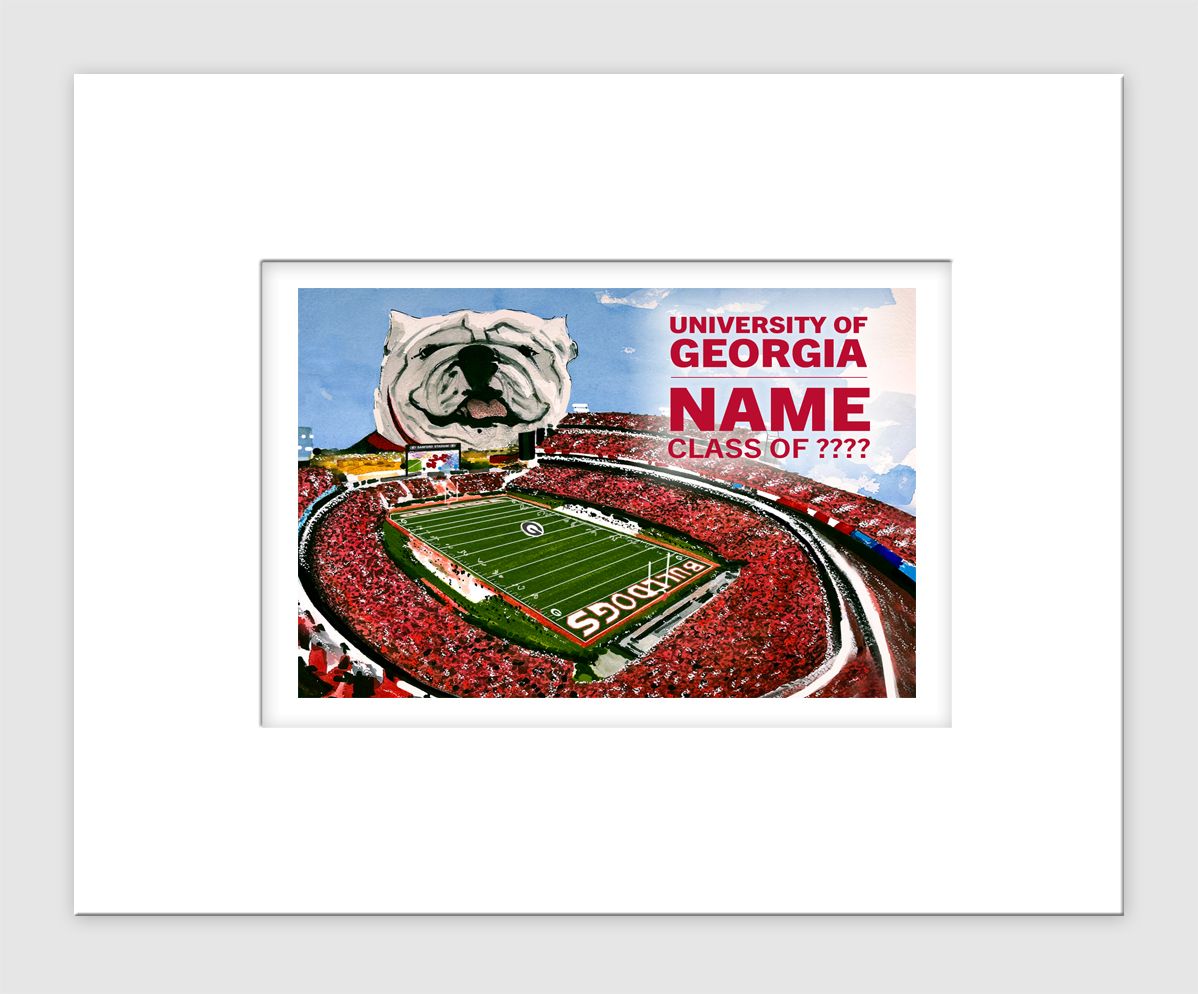 Athens, GA - Matted Print - University of Georgia - Stadium