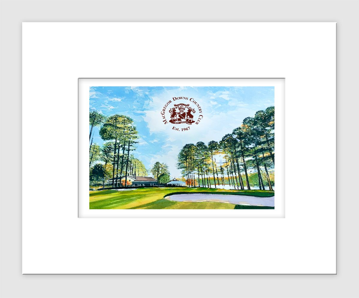 Cary, NC - Matted Print - MacGregor Downs Country Club